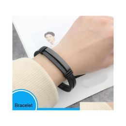 Charm Bracelets Men Leather Bracelet Bangle Fahion Friendship For Mens Jewelry Accessories Q276Fz Drop Delivery Dh5Jy