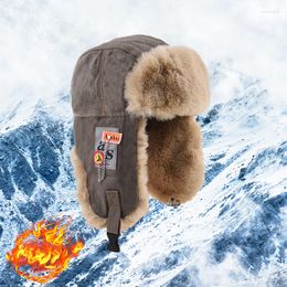 Berets 2023 Winter Ski Hat Warm Earmuffs Thicken Plush Ear-Flapped For Men Women Faux Fur Windproof Cap Russian