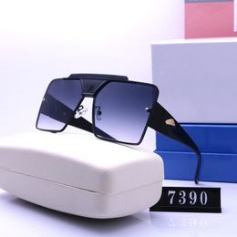 Designer brand men's luxury sunglasses women's new fashion large frame metal anti-UV sun visor fashion trend simple trav258W