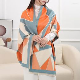 Scarves Women Pashmina Scarf 2023 Autumn Winter Thick Imitation Cashmere Long Double-sided Shawl Svarves Keep Warm Travel Blanket