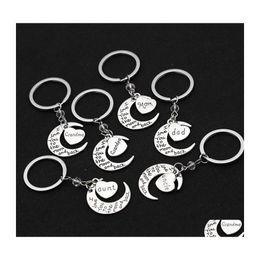 Keychains Lanyards Fashion Key Holder Engraved Letter Pendant Moon Keyrings Charm Jewelry Gifts C3 Drop Delivery Accessories Dhkbp