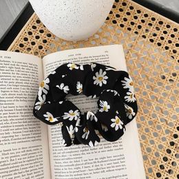 Hair Jewellery Summer Fashion Daisy Floral Print Scrunchie Silk Elastic Band Women Bows Ties Ropes Accessories