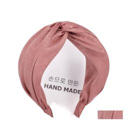 Headbands Fashion Wide Ladies Female Knot For Girls Simple Solid Colour Cloth Hairbands Hair Hoop Women Adt Hairs Accessories Drop De Otv6Q