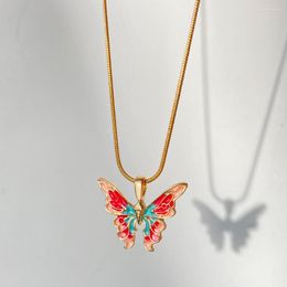 Pendant Necklaces Exquisite Enamel Butterfly Necklace For Women Charm Elegant Clavicle Chain Accessories Jewellery Gift