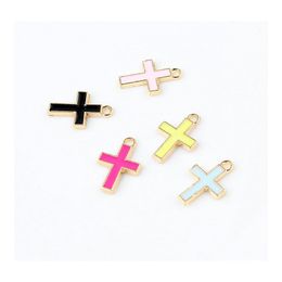 Pendant Necklaces 6 Colours Enamel Cross Jesus Pendants 10Pcs/Lot Crucifix Charms Fashion Jewellery Diy Accessories For Bracelets Neckl Oty3E