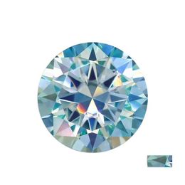 Other Real 1 Carat 6.5Mm Sea Blue Colour Vvs1 Round Cut Moissanite Loose Stones Diamond Test Positive For Diy Jewellery Makingother Dro Dhqbg