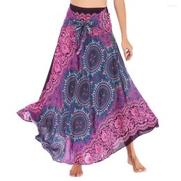 Skirts Long Hippie Bohemian For Women Trendy Knee Length Gypsy Boho Flowers Elastic Waist Floral Halter Teen Girls
