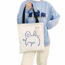 Evening Bags Cute Cartoon Animals Black And White Lines Handbag Students Printed Travel Canvas Shoulder Bag Tote