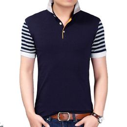 Men's T Shirts Brand England Style Summer Men T-shirt Short Sleeve All Match Striped Cotton Tshirt Plus Size M-5XLMen's