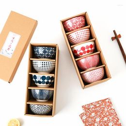 Bowls Japanese Style Ceramic Rice Bowl Underglaze Color Microwave Oven Creative Personality Household Small Gift Box