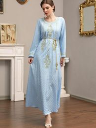 Ethnic Clothing Morocco Muslim Dress Abaya Turkey Embroidery Long Sleeves Maxi Caftan Dubai Casual Modest Robe Moroccan Kaftan Islamic