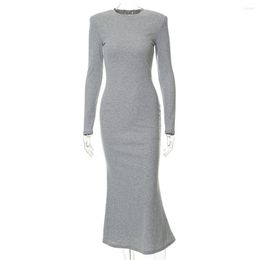 Casual Dresses Maxi Dress Warm Sweater Fall Winter Women Elegant Solid Bodycon Streetwear