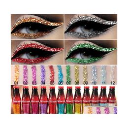 Eyeliner Cmaadu Beauty Product Glitter Colorf Sequins Shiny Sparkling Easy To Wear Cosmetics Makeup Liquid Eyeliners Drop Delivery H Dhr7O