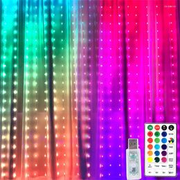 Strings Dream Color Window Curtain Light 100/300 LED Outdoor Backdrop Fairy Garland For Christmas Wedding Party Decor