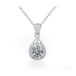 Pendant Necklaces Trendy 925 Sterling Sier Water Drop Moissanite Necklace Women Plated White Gold 1 D Colour Vvs1 Necklacespendant De Dh9Jq