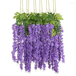 Decorative Flowers 12 Packs Wisteria Artificial Flower Vine Ratta Hanging Garland Silk String Party Wedding Decor Home Decoration Festive