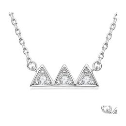 Pendant Necklaces Trendy 0.18Ct D Color Moissanite Mountain Necklace For Women 925 Sterling Sier 3 Stone Diamond Birthday Giftpendan Dhzrw
