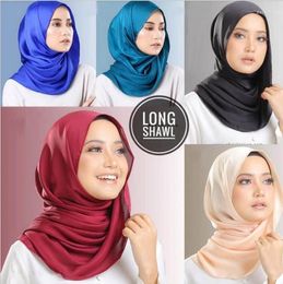 Scarves 2023 Arrival Smooth MaColor Satin Scarf Shawls Plain Solider Colours Hijab Muslim Scarves/scarf