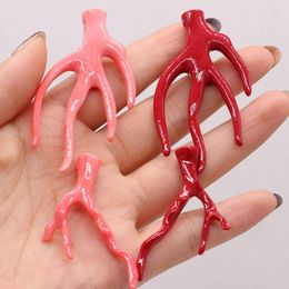 Pendant Necklaces Natural Coral Pink Tree Branch Beads 2/4 Forks Crafts For Jewellery MakingDIY Necklace Bracelet Earring Accessory Charm