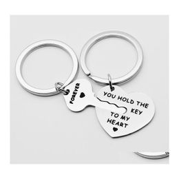 Key Rings Stainless Steel Heart Keychain You Hold The To My Couple Lovers Valentine Days Gift Drop Delivery Jewellery Otyk6