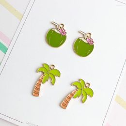 Pendant Necklaces Arrival 60PCs Enamel Alloy Gold Colour Plated Oil Drop Fruit Coconut Tree DIY Jewellery Bracelet Necklace Metal