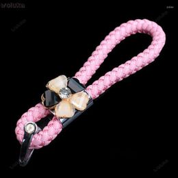 Interior Decorations Car Keychain Hand Braided Rope Key Leather Cord Pendant Ring Universal CD50 Q04