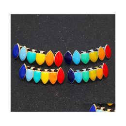 Grillz Dental Grills Hip Hop Rainbow Teeth Grillz Top Bottom Fale Gold Sier Tooth Caps For Women Men Halloween Body Jewerly With Bo Ot8Oz