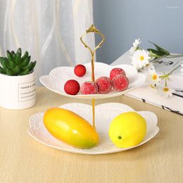 Plates Simple European 2 Tiers Layers Plastic Cake Stand Dessert Holder Girl Wedding Birhtday Party Tableware Table Decor