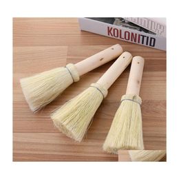 Cleaning Brushes Natural Brown Silk Brush Palm Pot Wooden Handle Nonstick Oil Kitchen Artifact Coconut Drop Delivery Home Garden Hou Dhi7C