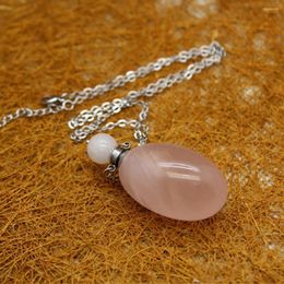 Pendant Necklaces 3pcs/lot Natural Stone Rose Quartzss Crystal Point Pendulum For Necklace Women Ball Design Egg Shape