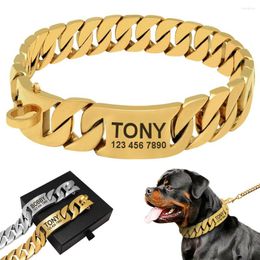 Dog Collars Custom Metal Collar Stainless Steel Chain Martingale Personalised Safety For Medium Large Bully Dogs Doberman