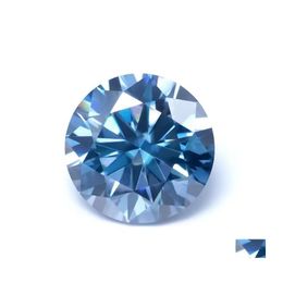 Loose Diamonds Real1 Carat Royal Blue Vvs1 Moissanite Stones For Diy Jewelry Ring Plated Color Round Brilliant Cut Gemstoneloose Dro Dh5Pr