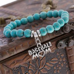 Charm Bracelets 12PC/Lot Baseball Mom Heart Sports Family Love Women Mommy Mother Jewelry Gifts Natural Stone Beads Chain Bangle1