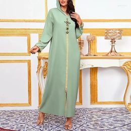 Ethnic Clothing Summer 2023 Eid Luxury Diamond Beaded Kaftan Dress Dubai Turkey Arabic Muslim Hooded Abaya Islamic Women