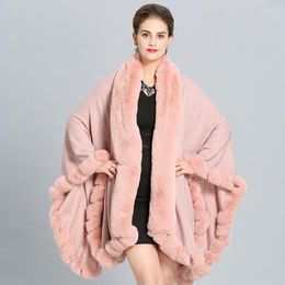Women's Fur Autumn And Winter Large Size Imitation Collar Shawl Cloak Coat