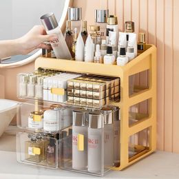 Storage Boxes Desktop Cosmetics Box Transparent Drawer Type Lipstick Jewellery Shelf Dormitory Dressing Table Case Make Up Organiser