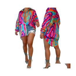 Casual Dresses Retail Designer Women Shirt Tie Dye Print Fashion Cardigan Dress Drop Delivery Apparel Womens Clothing Dhmym