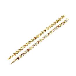 Link Chain 8K Gold Plated Bling Mixed Color Diamond Womens Tennis Bracelet Fl Cubic Zirconia Link Chains Jewelry Gifts For Girls 35 Dhr8O
