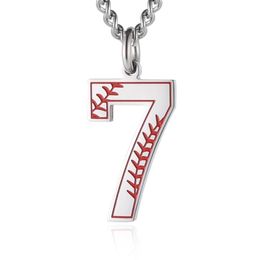 Pendant Necklaces Stainless Steel Black Silver Baseball Number 0-9 Necklace For Men Inspiration Fashion Charm Jewellery Gift AccessoryPendant