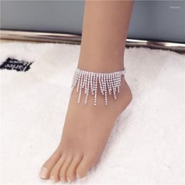 Anklets Simple Ultra Flash Rhinestone Long Thingle Foot Ladies Sexy Fashion Bling Crystal Ankle Chain Claw Exquisite Jewelry Gift