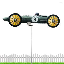 Garden Decorations Wind Spinner Metal Racing Car Windmill Cool Sculpture Outdoor Yard Decor Art For Patio Lawn