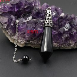 Pendant Necklaces Xinshangmie 1 Pcs Fashion Silver Plated Natural Black Agates Stone Hexagonal Prism Pyramid Pendulum Pendants Charm Jewellery