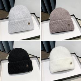 Berets M Word Solid Colour Hair Knit Beanie Winter Warm Snow Soft Comfortable Skull Bean Hat Men Women Outdoor Leisure