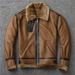 Men's Jackets 2023 Shearling Men's Genuine Leather Coat Winter Hunting Sheepskin Fur Flight Jacket Elegant Design Personality Clothes