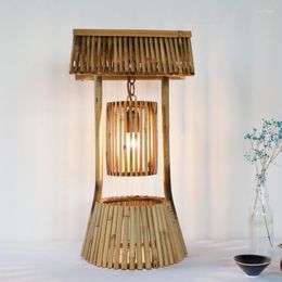 Table Lamps Retro American Rural Simple Japanese Bamboo Weaving Lamp Coffee Shop Dining Room Bedroom Bar Decoration Old