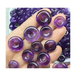 Stone 10Pcs/Lot 20Mm 30Mm 40Mm Natural Amethyst Beads Donuts Shape Loose For Jewelry Making Ring Circle Pendants C3 Drop Delivery Dh5Kn