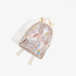 School Bags Ladies Harajuku Transparent Laser PVC Backpack Women Bookbag Star Travel Clear Bag For Teenage Girls
