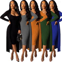 Work Dresses Echoine Two Piece Set Women Sexy Deep V Silver Long Jacket Maxi Sling Suits Female Casual Clothes Tracksuit