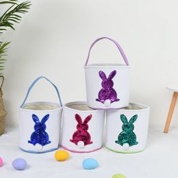 Easter Bag Handmade Easter Basket Embroidered Sequins Rabbit Basket Canvas Bag Easter Home Decoration FY2910 bb0119