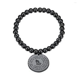 Link Bracelets ChainsPro Stainless Steel Serenity Prayer Bracelet Praying Hands Rosary Bead Religious Vintage Jewellery For Men/Women CP768